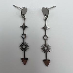 Delicate Silver Arrow Earrings - Trendy Long Dangle Earrings- Bohemian Earrings